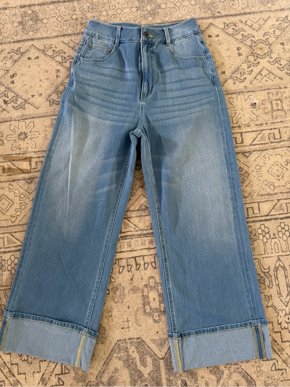 HALARA Medium Blue Cropped Wide-Leg Jeans